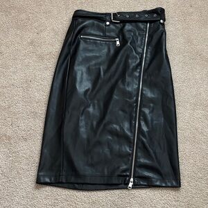 Avec Les Filles Black Faux Leather Skirt size Large
